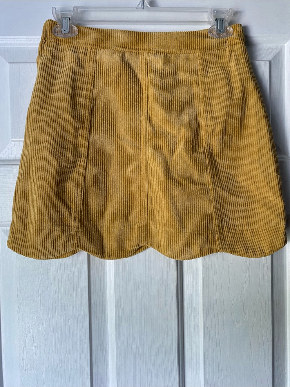 Hyfve Corduroy Scallop Hem Mini Skirt - Mustard Yellow